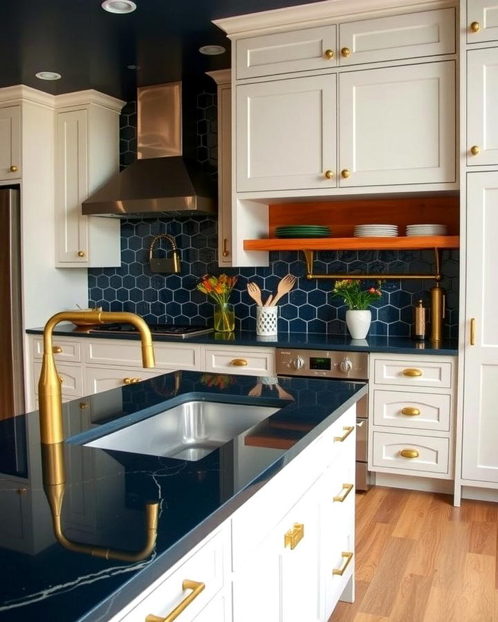 Bold Navy Blue Countertops for a Dramatic Look - 30 kitchens with blue countertops