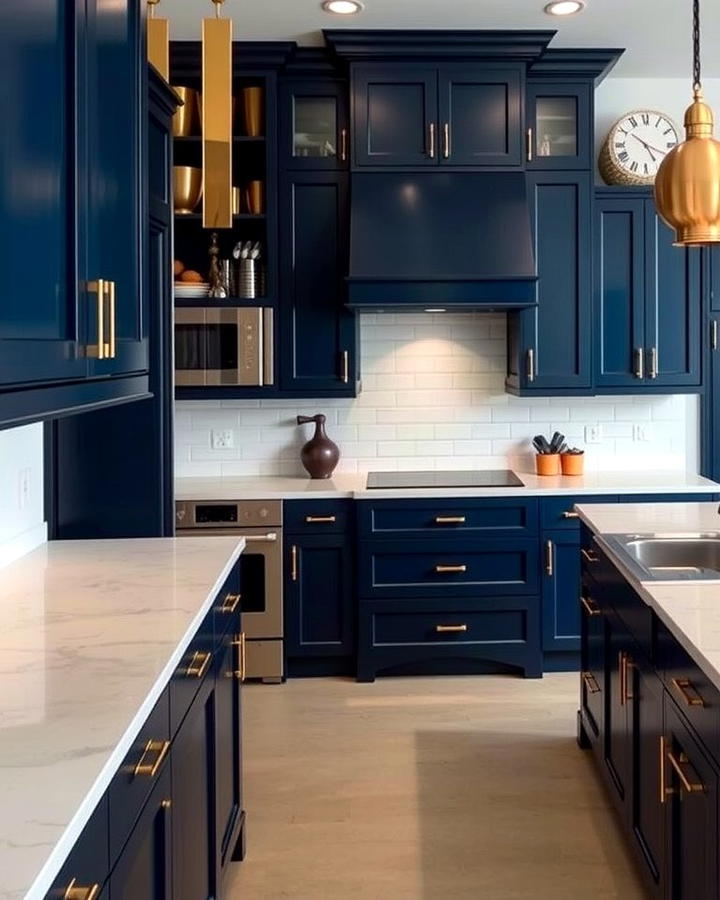 Bold Navy Cabinets for a Dramatic Touch - 25 Painting Kitchen Cabinet Ideas