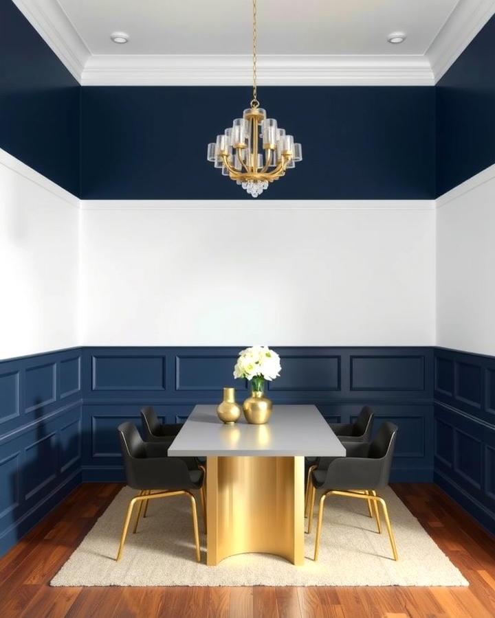 Bold Navy and Crisp White - 30 Two Tone Wall Paint Ideas