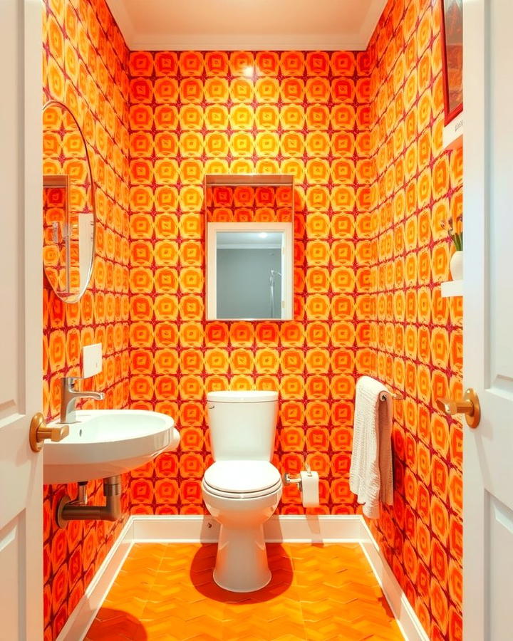 Bold Orange Wallpaper - 25 Orange Bathroom Ideas