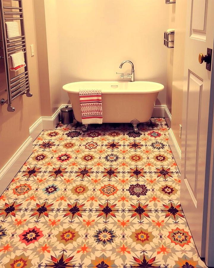 Bold Patterned Tiles - 25 Small Bathroom Flooring Ideas