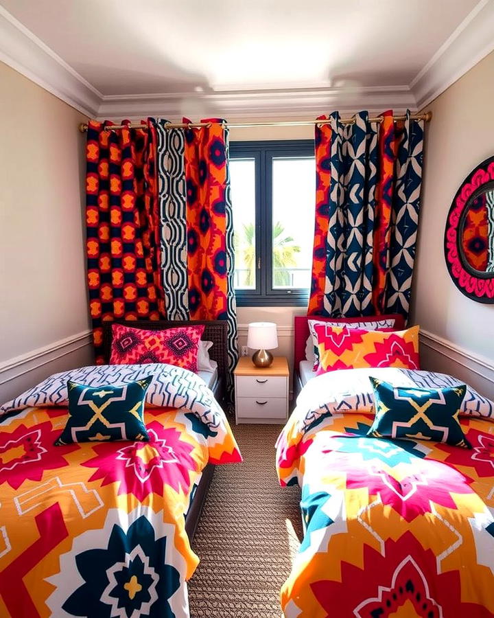 Bold Patterns for Bedding and Curtains - 25 Twin Bedroom Ideas