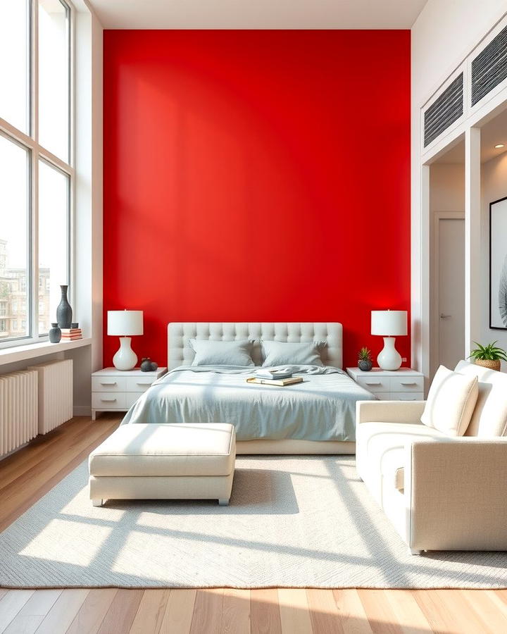 Bold Red Accent Wall - 25 Red Bedroom Ideas