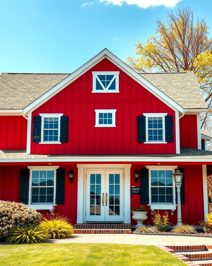 Bold Red Barn Exterior with White Trim - 30 Pole Barn and Barndominium House Exteriors