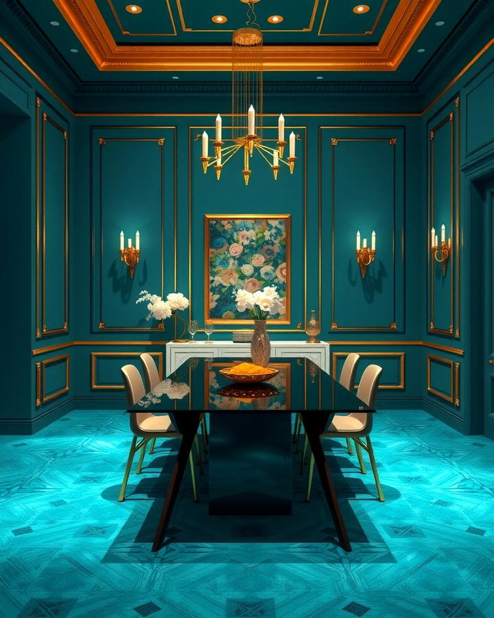 Bold Teal and Gold Glamour - 30 Two Tone Wall Paint Ideas