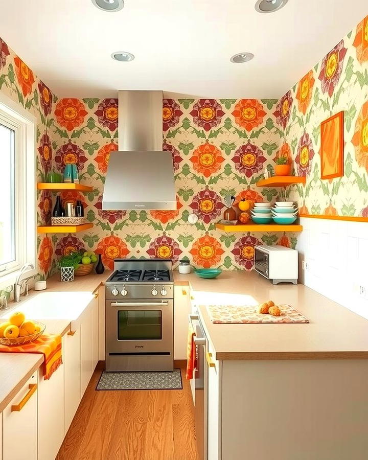 Bold Wallpaper Accents - 30 70s Kitchen Ideas