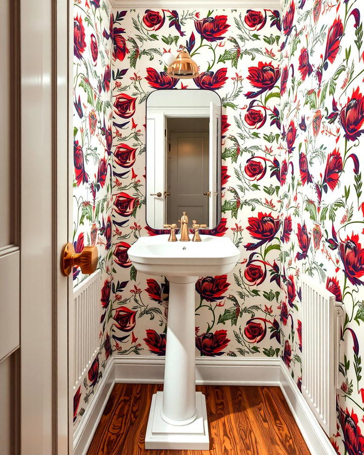 Bold Wallpaper for Drama - 25 Small Powder Room Ideas