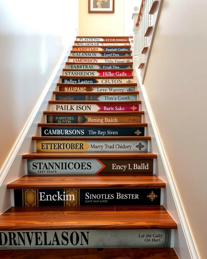 Book Spine Stairs - 25 Painted Stair Ideas