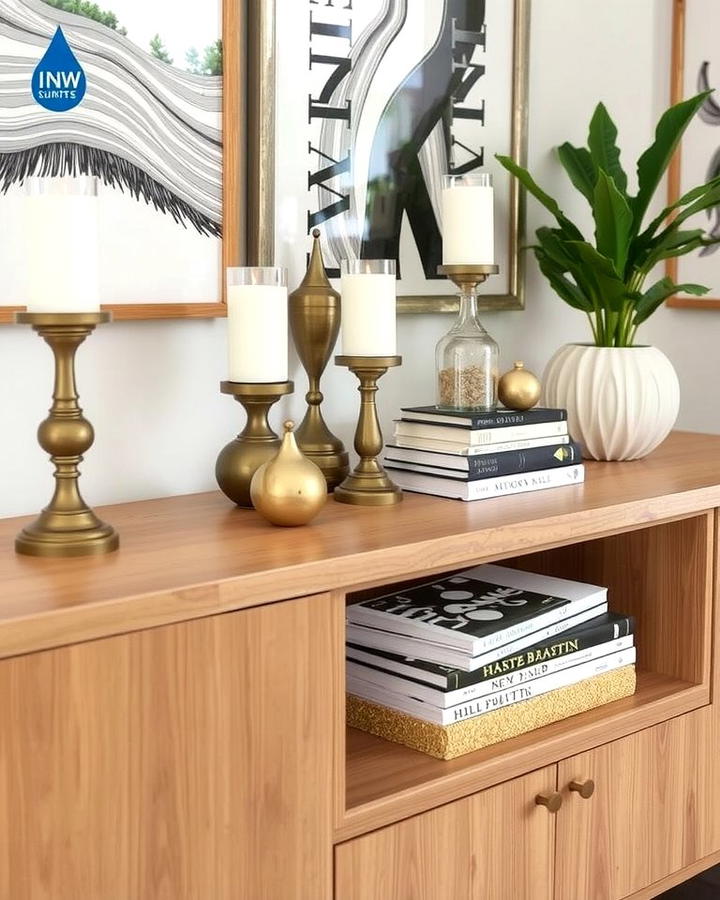 Books as Decorative Layers - 25 Sideboard Decor Ideas