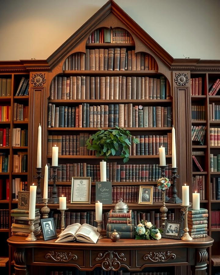 Bookshelf Altar - 30 Wedding Altar Ideas