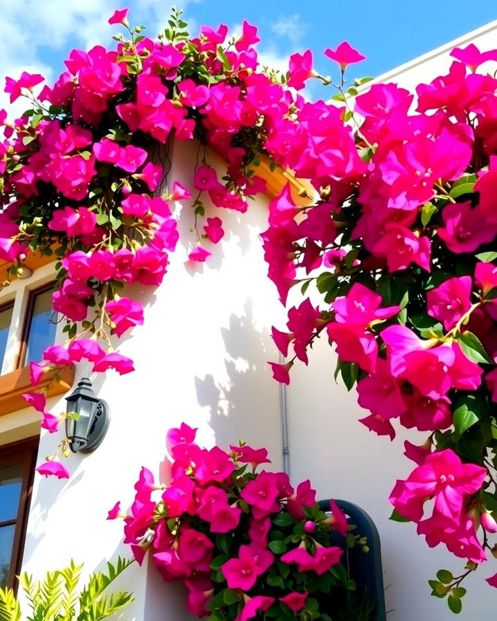 Bougainvillea for Vibrant Climbing Blooms - 30 Mediterranean House Exterior Ideas