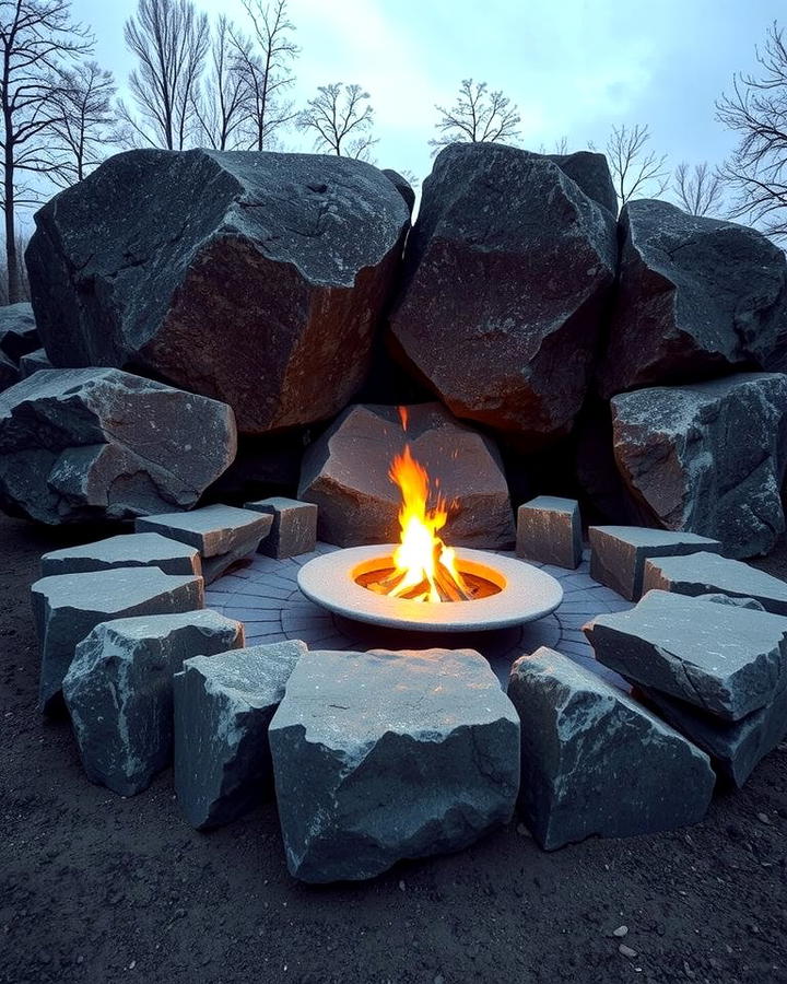 Boulder Fire Pit for a Bold Statement - 25 Rock Fire Pit Ideas