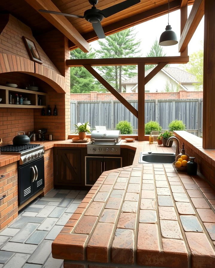 Brick Countertops for Rustic Appeal - 25 Outdoor Kitchen Countertop Ideas