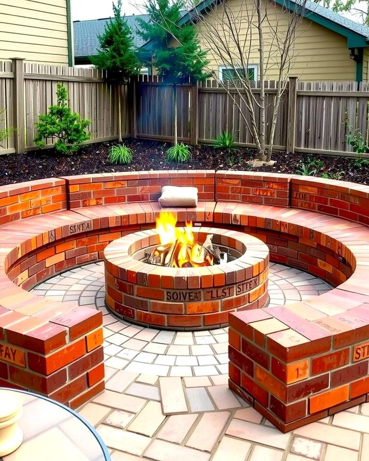 Brick Fire Pit with Seating - 25 Wood Burning Fire Pit Ideas