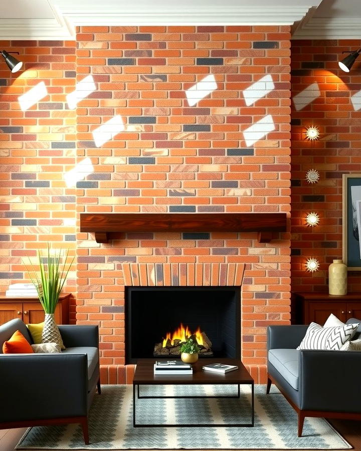 Brick Fireplace Wall with a Twist - 30 Fireplace Wall Ideas