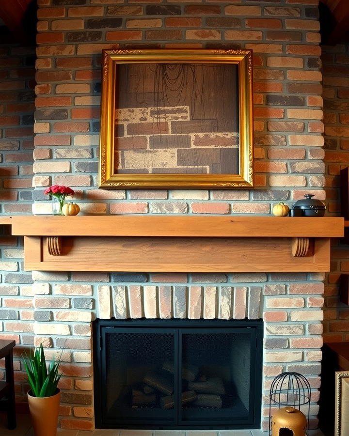 Brick Fireplace with Rustic Artwork - 25 Rustic Living Room With a Brick Fireplace Ideas