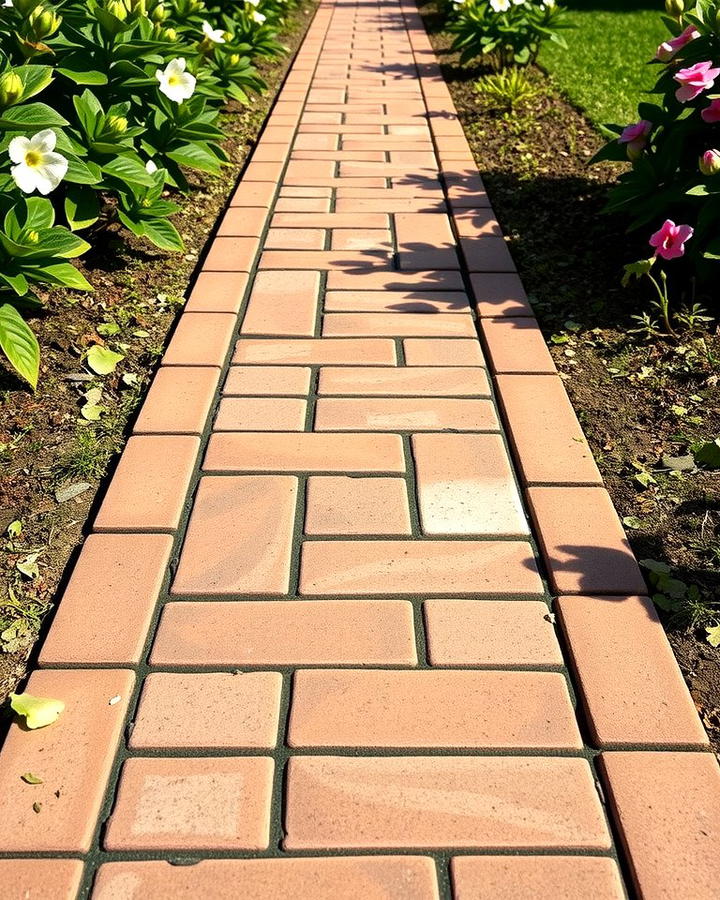 Brick Inlaid Stepping Stones - 30 Stepping Stone Walkway Ideas