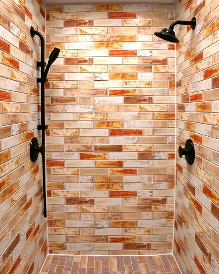 Brick Look Tiles for a Rustic Touch - 25 Walk-in Shower Tile Ideas