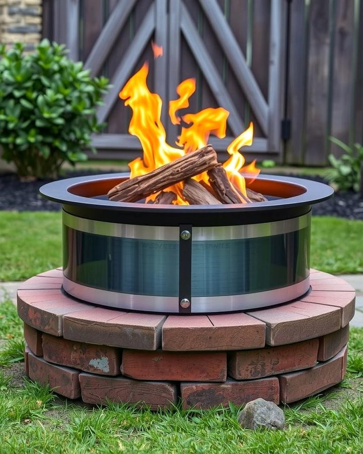 Brick and Metal Combination Fire Pit - 25 Wood Burning Fire Pit Ideas