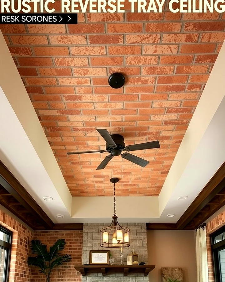 Brick or Stone Accents - 25 Reverse Tray Ceiling Ideas