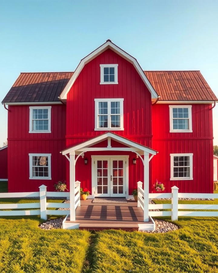 Bright Red Farmhouse - 25 red home exterior ideas