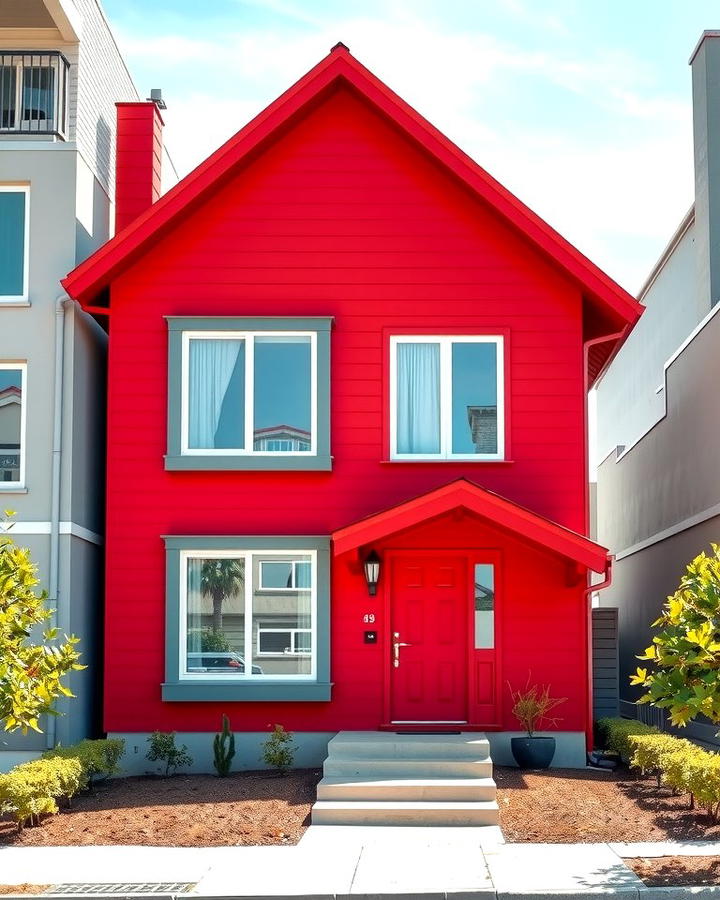 Bright Red and Grey Combination - 25 red home exterior ideas