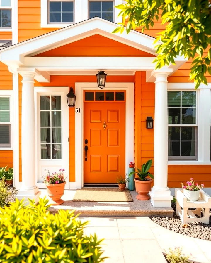 Bright Tangerine with White Trim - 25 Orange House Exterior Ideas