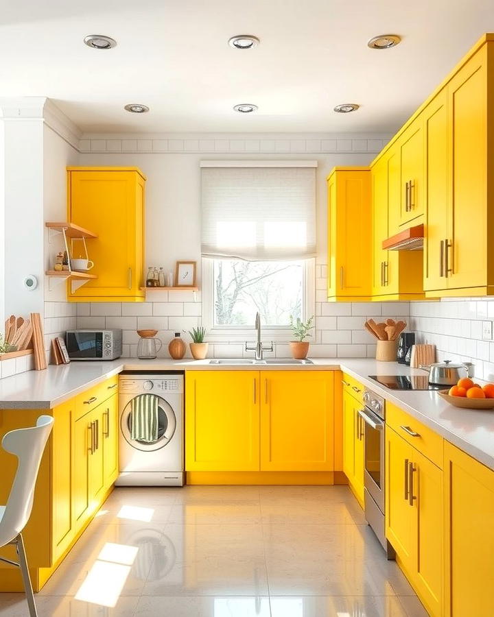 Bright Yellow Cabinets for a Splash of Energy - 25 Painting Kitchen Cabinet Ideas