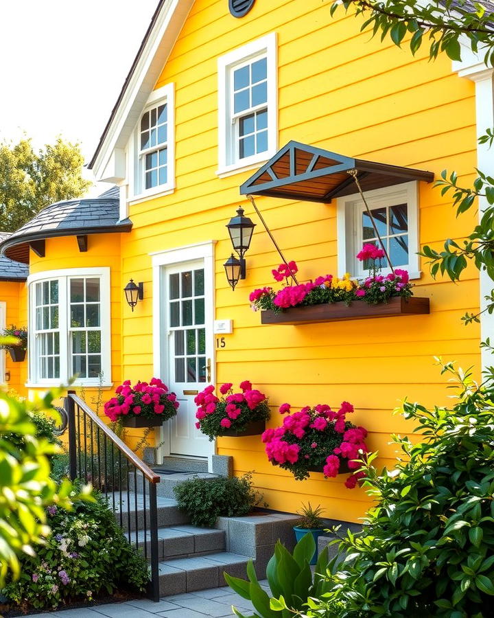 Bright Yellow Cottage Charm - 25 Yellow Exterior Home Ideas