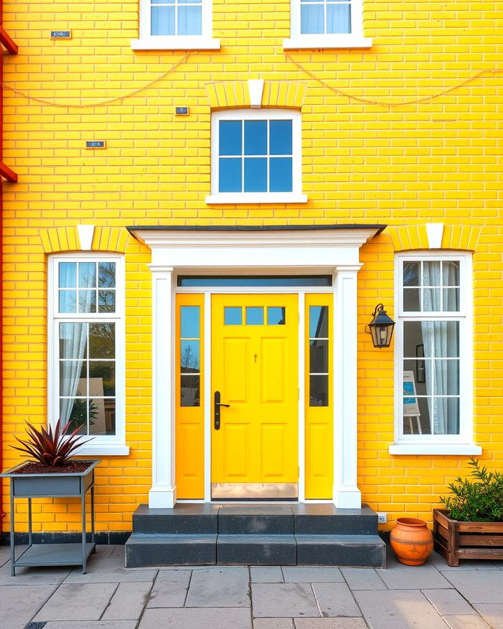 Bright Yellow for Cheerful Energy - 25 Painted Brick Houses