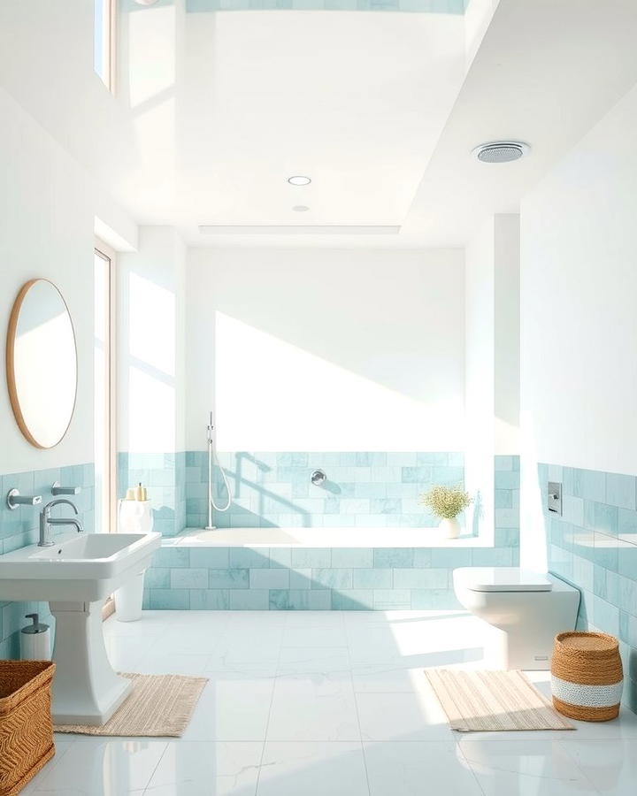 Bright and Airy Colors - 25 Pool Bathroom Ideas