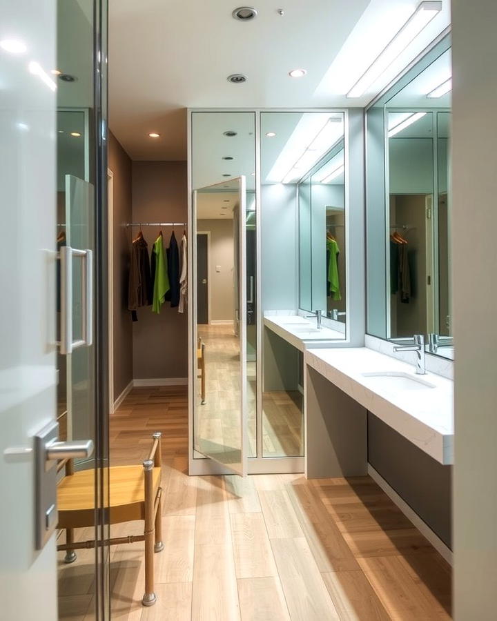 Bright and Reflective Surfaces - 25 Small Dressing Room Ideas