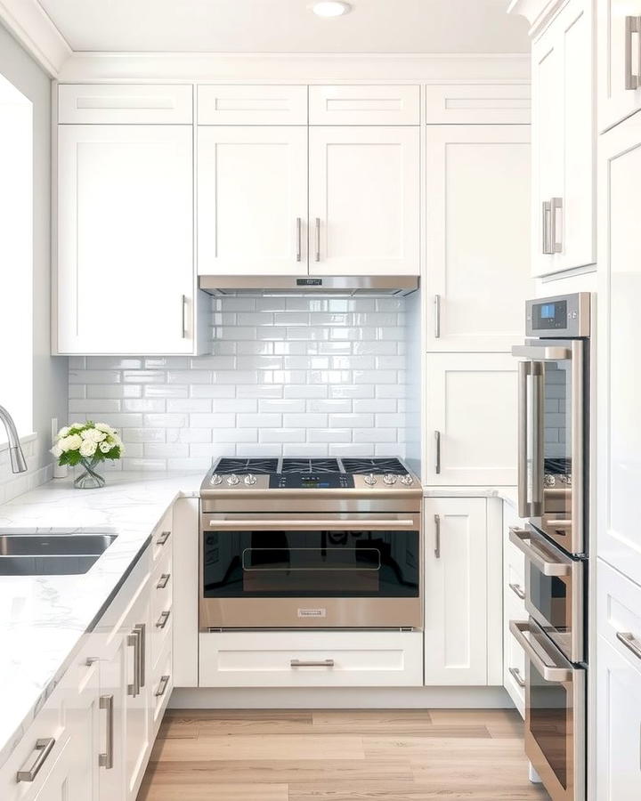 Built In Appliances for a Seamless Look - 25 White Kitchen with Stainless Steel Appliances Ideas