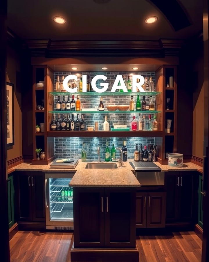 Built In Bar for Convenience - 30 Cigar Room Ideas