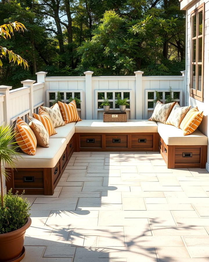 Built In Bench Seating - 25 Small Backyard Patio Ideas