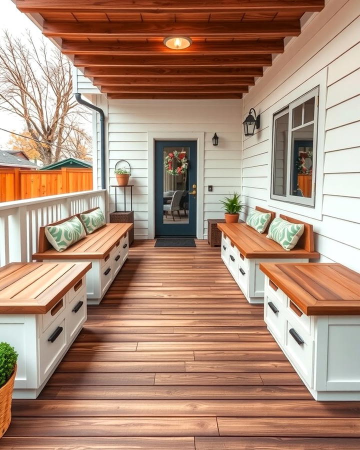 Built In Benches with Storage - 25 Small Deck Ideas