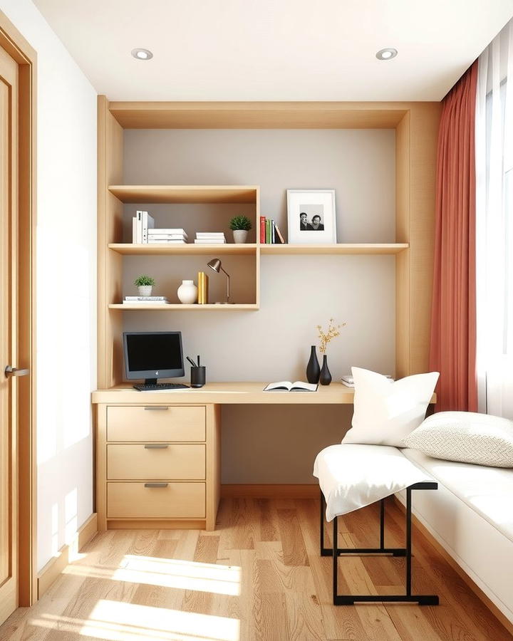 Built In Desk and Storage Nook - 25 Office Guest Room Ideas