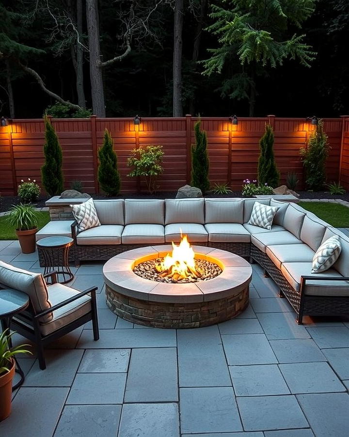 Built In Firepit with L Shaped Seating - 25 Patio Ideas With Firepit