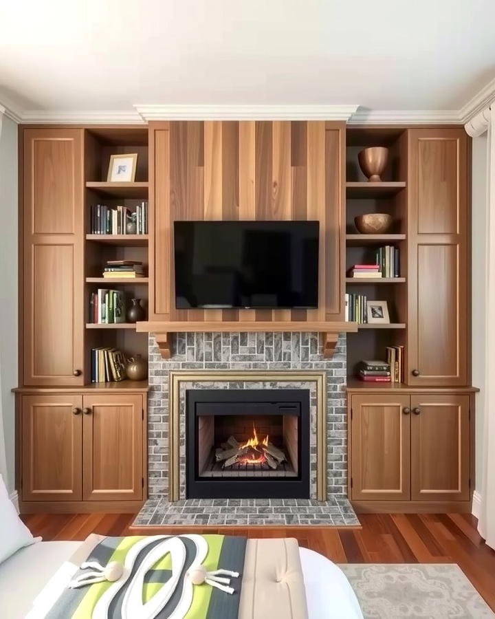 Built In Fireplace with Shelving - 30 Bedroom Fireplace Ideas