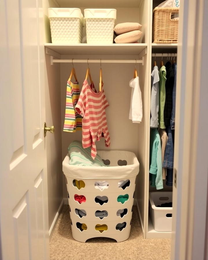 Built In Laundry Hampers - 25 Nursery Closet Ideas