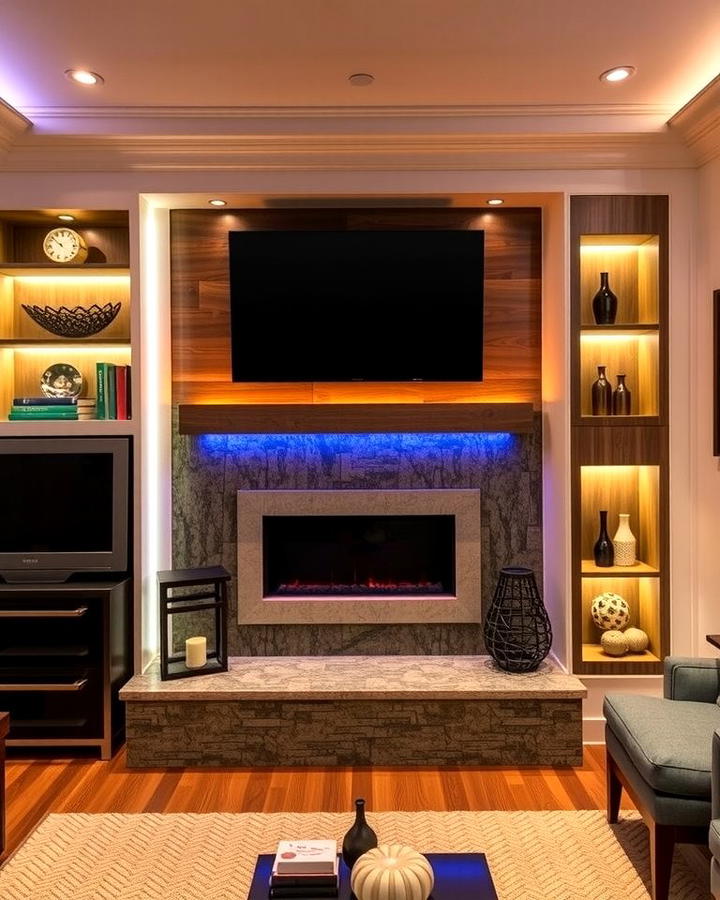 Built In Lighting Features - 30 Fireplace Built-in Ideas