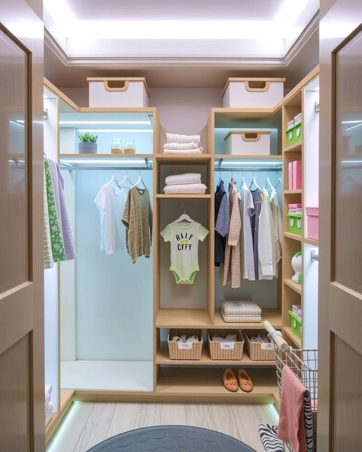 Built In Lighting for Better Visibility - 25 Nursery Closet Ideas