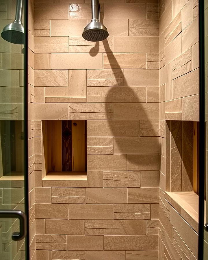 Built In Niches for Practical Storage - 25 Rustic Walk-in Shower Ideas