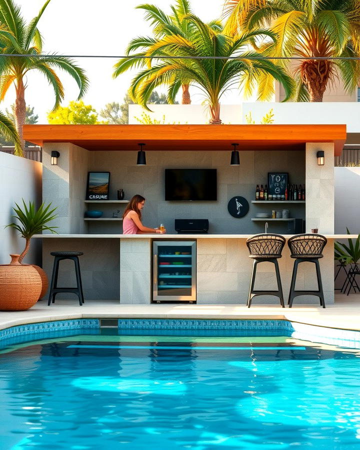 Built In Poolside Bar - 25 Pool Patio Ideas