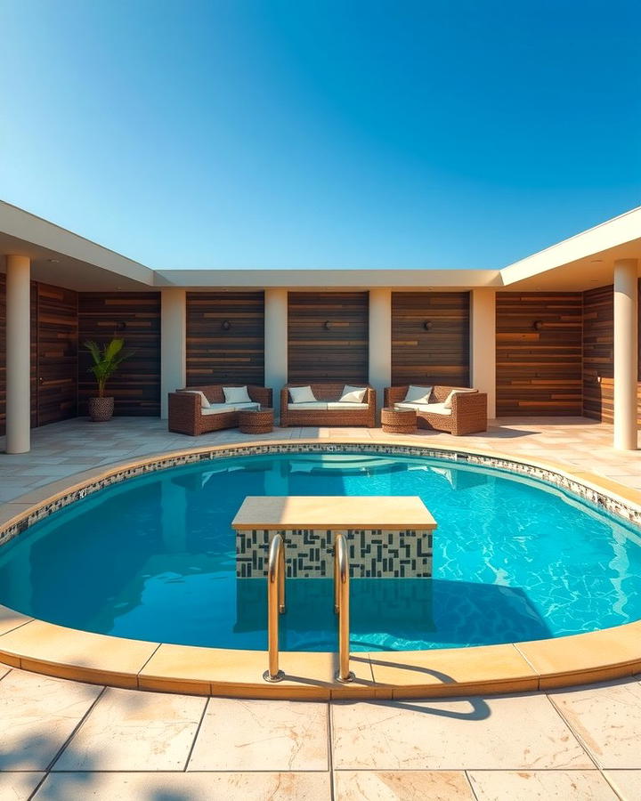 Built In Seating - 25 Semi Inground Pool Ideas