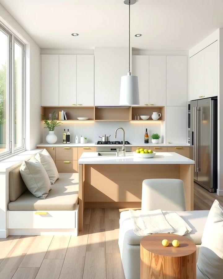 Built In Seating Steps - 30 Split Level Kitchen Design Ideas