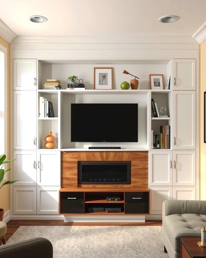 Built In Shelving Around the TV - 25 Small Living Room Ideas With Tv