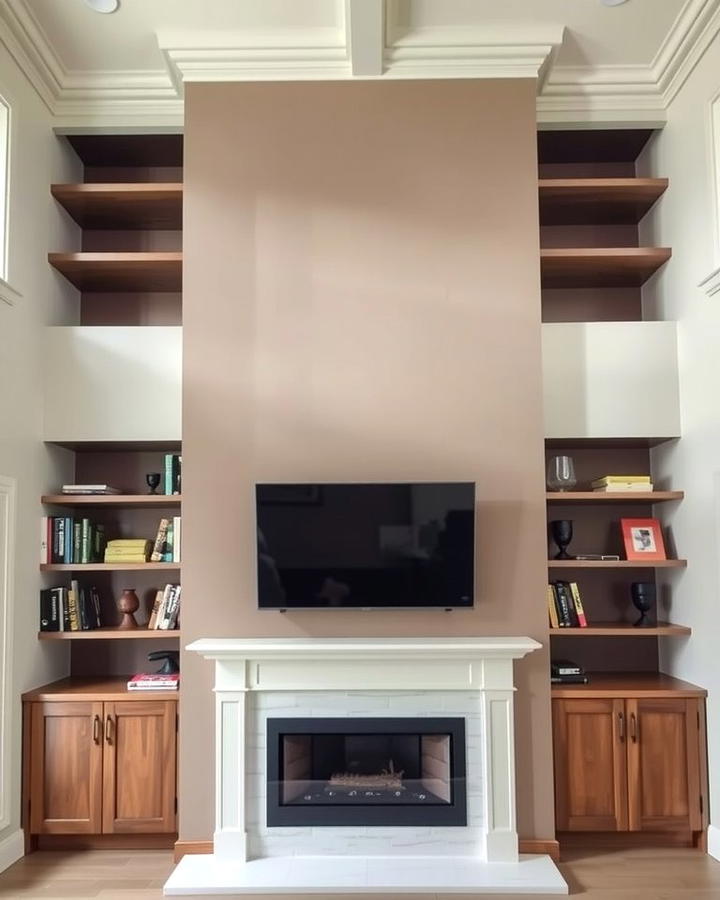 Built In Shelving Integration - 25 Two-story Fireplace Ideas