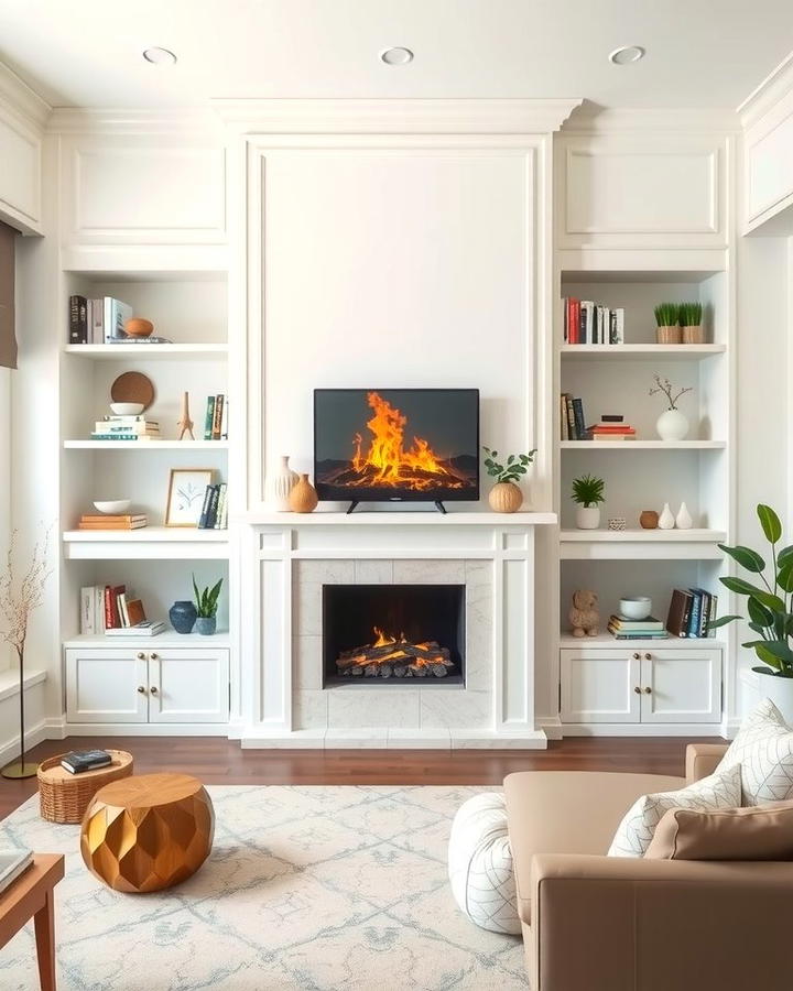 Built In Shelving Surround - 25 White Fireplace Ideas