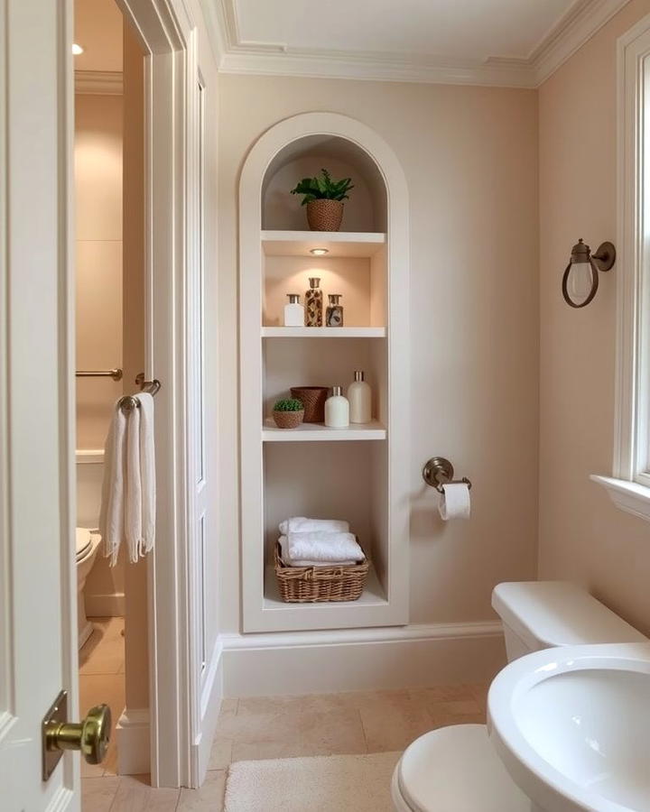 Built In Shelving for Functional Elegance - 25 Traditional Bathroom Ideas